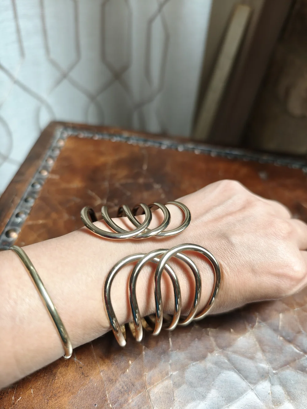 Gold-Tone Multi-Loop Women's Cuff Bracelet